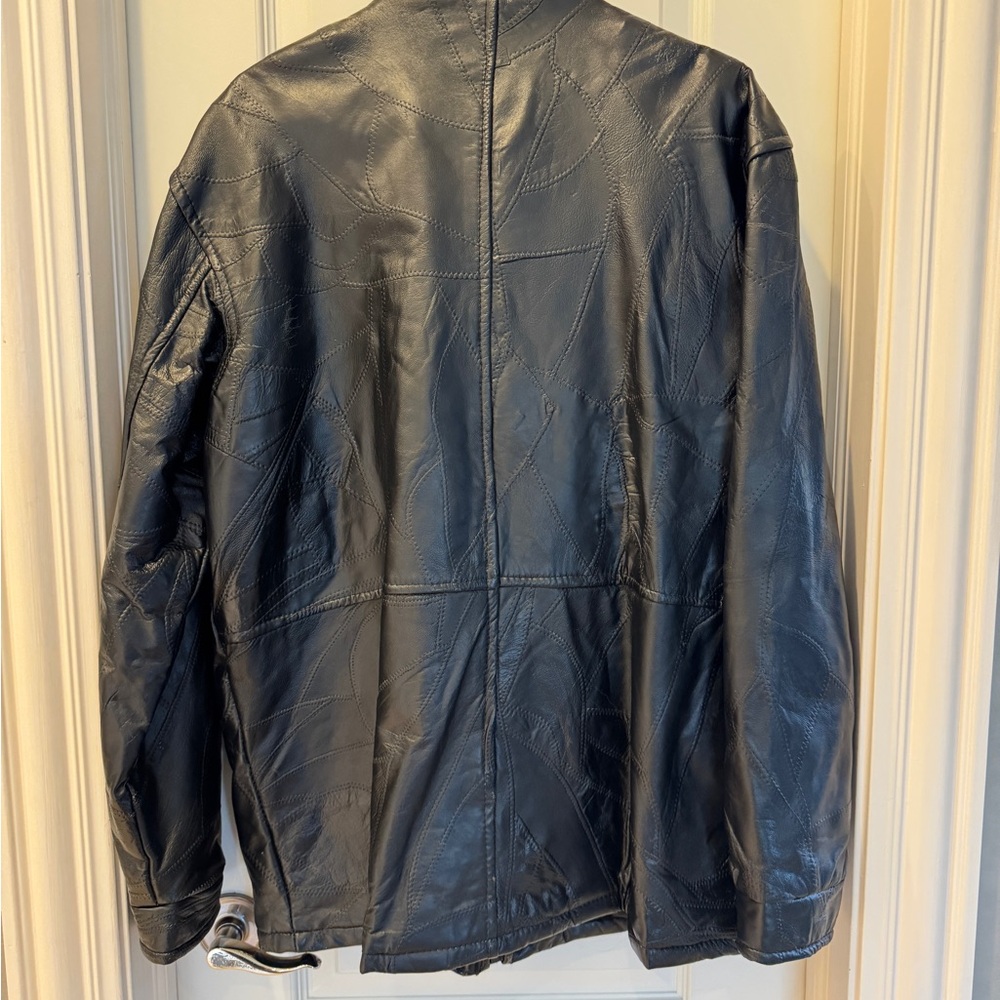 Vintage Black Patchwork Leather Utility Jacket Si… - image 4